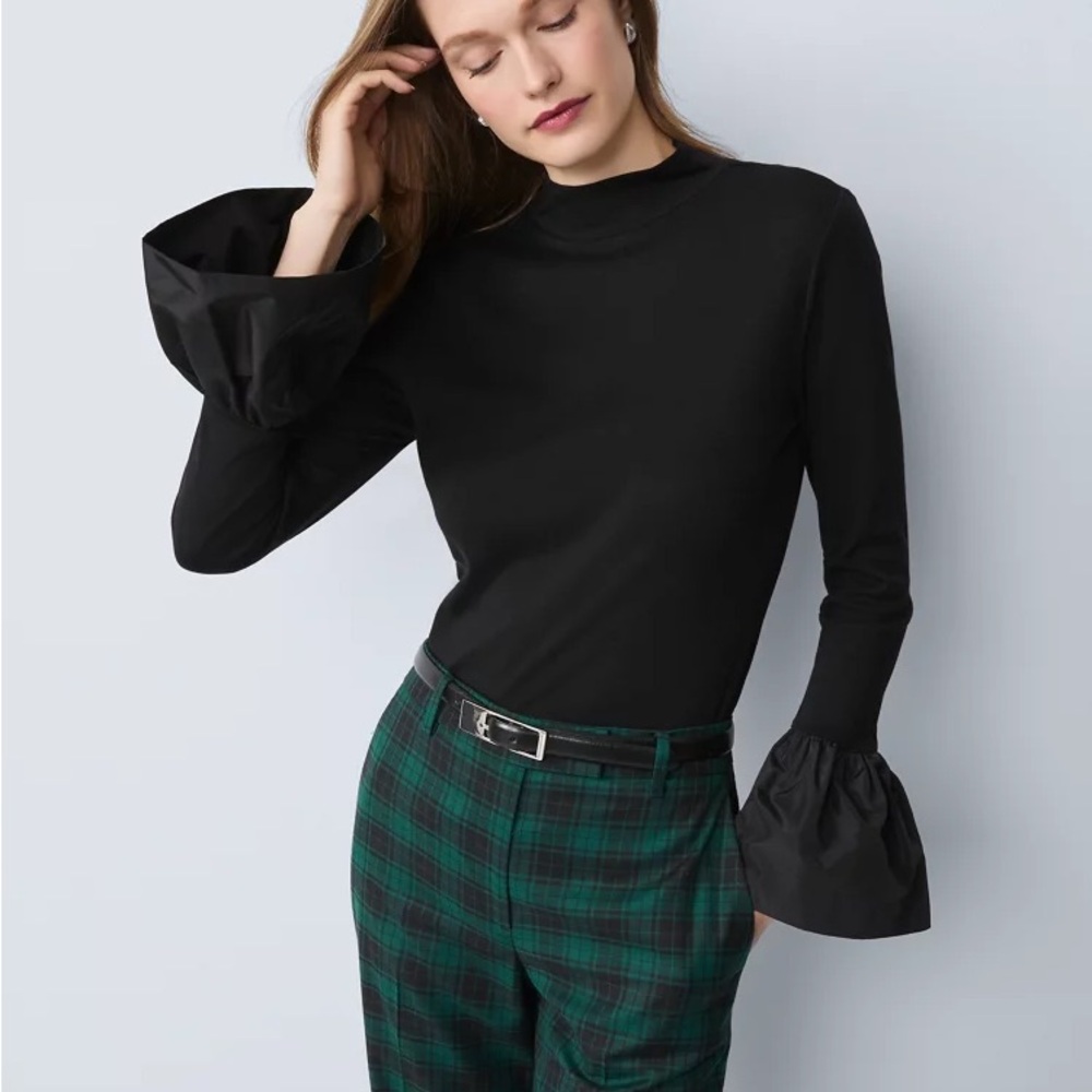 Ann Taylor Taffeta Trim Top